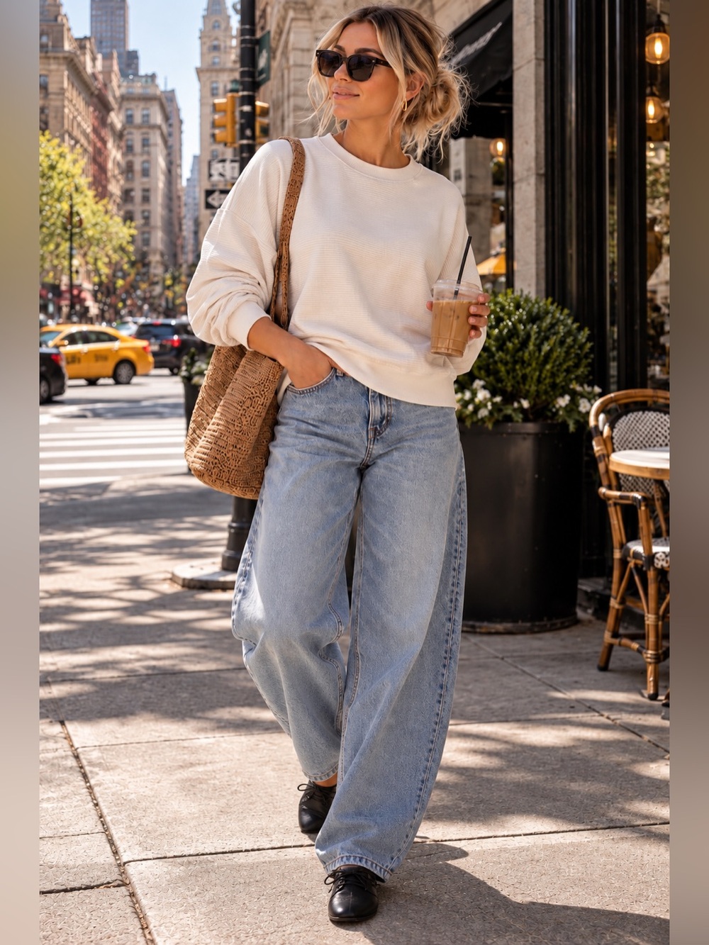 UNIQLO Cream Crewneck Sweatshirt Minimalist Neutral Elevated Basics L